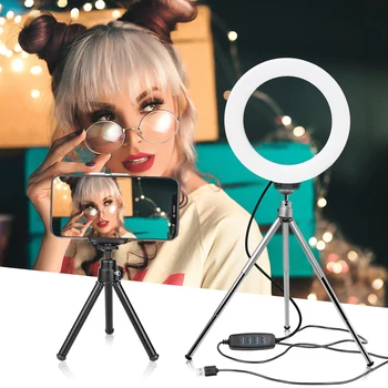 6inch/16cm Bezpakāpju Aptumšojami LED Grims Selfie Ring Light for Youtube Video apgaismojumu Foto Studijā Live Skaistumu Gaismas