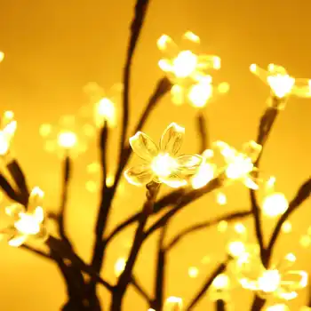 24/48 LED USB Ķiršu Ziedu Koks, Gaismas, Galda Lampas, Silti Balta Nakts gaisma 45cm 60cm Guļamistaba Kāzu svinības, Ziemassvētku Rotājumi