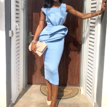 Āfrikas Stila Elegants Ruffles Zīmulis Kleita Sievietēm Jauno Vasaras 2020 Bez Piedurknēm Biroja Dāma Slim Fit Vintage Kroku Midi Kleitas