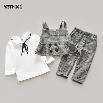 YATFIML Meiteņu Kostīmi, Žakete Uzstādīt Uzvalks + Bikses 3pcs Kāzu svinības Bērniem, Meitene Lattices Žakete Komplekts Meitene