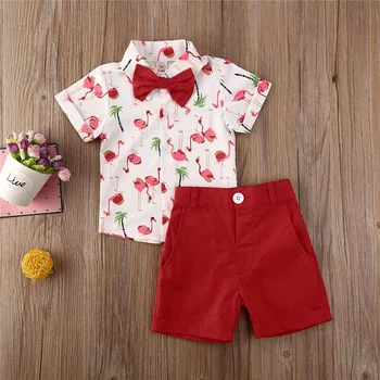 Baby Zēni Kungu Apģērbu Komplekti 2020. Gada Vasaras Kāzu Puse Jaundzimušo un Zīdaiņu Zēnu Drēbes Topi+Šorti 2gab Bērniem, Pludmales Tērpiem