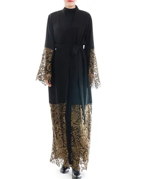 Dubai Musulmaņu Kleitu Mežģīnes Kaftan Atvērt Abaya Ilgi Tērpu Mežģīnes-up Hijab Kleitas Outwear Tunika Tuvo Austrumu Arābu Jubah Islāma Apģērbi