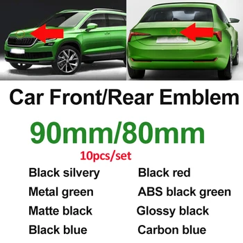 10pcs/komplekts Auto Dekorēšana ABS 80mm 90mm Priekšā Galvu Etiķetes Aizmugures Emblēma Motora Pārsega, Bagāžnieka Uzlīmes Car styling ABS/metāla/melns/zaļš