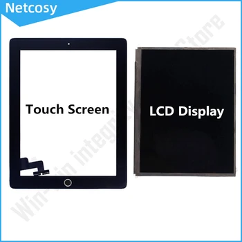 Netcosy ipad 2 A1395 A1396 A1397 Touch Screen Digitizer panelis / LCD Displejs Ekrāna Remonta Daļas ipad 2 ar pogu Home