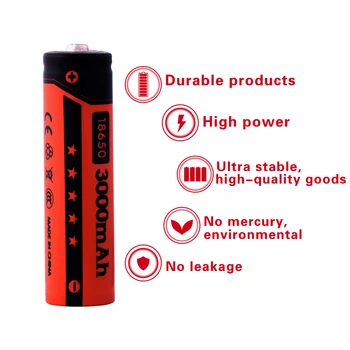 YCDC Uzlādējams 18650 Baterijas Zema Cena 4GAB-20PCS 3,7 V 3000 mAh Litija li-ion Akumulatora LED Zibspuldzi, Sarkano Krāsu bateria