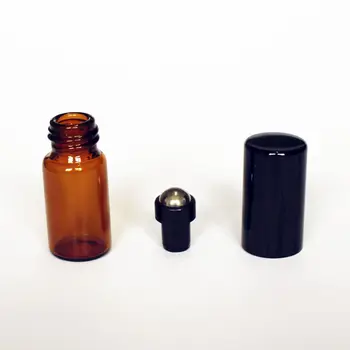 100pcs/daudz 3ML Dzintara krāsas Stikla Roll Uzpildāmas Pudeles Rullīšu Smaržu Pudele Tukša, Ēteriskās Eļļas Pudelītes ar Alumīnija Vāciņu
