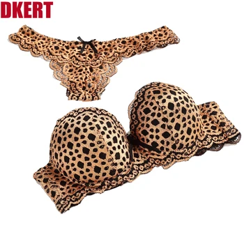 DKERT ABC G String Sexy Leopard Sieviešu Krūšturis Uzstādīt Dobi No Push Up ABC Mežģīnes Siksna Apakšveļa Krūšturi Luksusa Krūšturis, Īsa Uzstādīt K1393