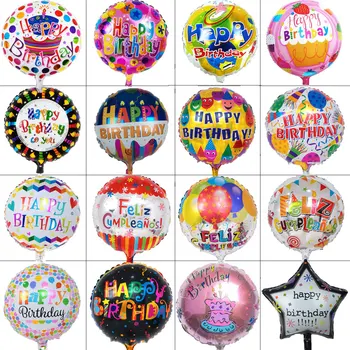 50PC 18-collu happy birthday Alumīnija folijas gaisa balons Hēlija baloni dzimšanas dienas svinības rotājumus bērniem rotaļlietas Piederumi
