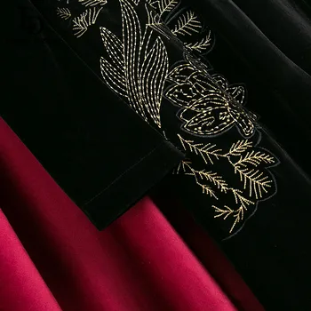 LD LINDA DELLA Ziemas Dizainers Elegants Jumpsuits Sieviešu V-veida kakla Luxury Gold Line Izšuvumi Modes Samta Melns Kopumā Romper