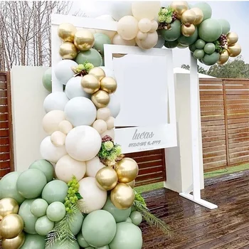 119Pcs Vintage Green Baltā Zelta Lateksa Balonu Vainags Arku Komplekts priekš Bērniem, Džungļi, Dzimšanas dienas svinības Baby Dušas Kāzu dekori