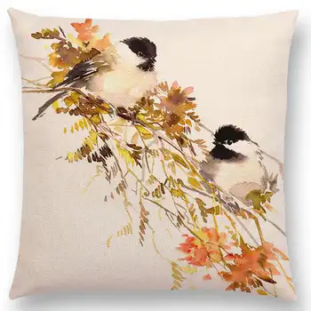 Karstā Pārdošanas Akvarelis Cute Putni Robin Zīlīte, Žubīte Kolibri Goldfinch Chickadee Kardināls Kingfisher Spilvens Segums Spilvendrānā