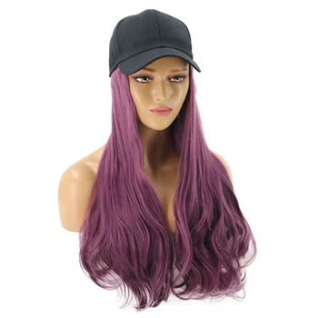 Sieviešu Meitene Ilgi Cirtaini Parūka Sintētisko Hairpiece Matu Pagarinājumu ar Beisbola cepure Modes anti-ultravioleto saules cepure Streetwear