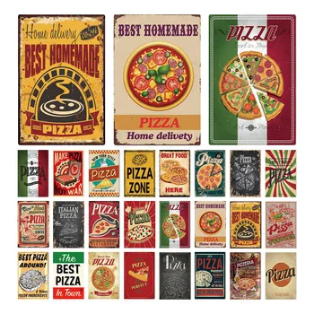 Pizza Metāla Zīmju Vintage Skārda Zīme Plāksne Vintage Retro Sienas Dekori Kafejnīca Bistro Restorānā, Picu Zonā