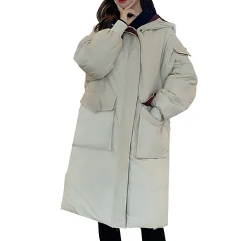 Ziemas lielu cietā krāsas rāvējslēdzēju, pogu, kokvilnas polsterēta jaka jaka modes slim fit silts sieviešu mētelis maize mētelis