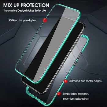 360 Pilna Vāka Pārsegs Gadījumā Xiaomi Mi 10 Ultra Poco X3 NFC Magnētisko Stikla Gadījumā Xiaomi Mi10 Pro, Ņemiet vērā, 10 Lite Xiomi Xiami