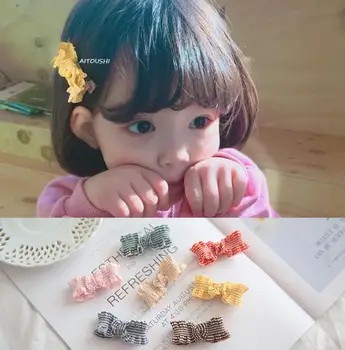 Korejas Bērnu Matu Aksesuāri, Bērnu Lente Loki Meitenes Matu Klipu maziem bērniem Pusē Barrettes Roku darbs Matadatu