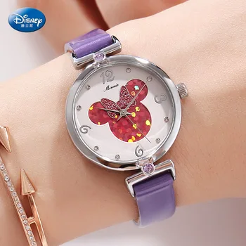 Disney kvarca rokas pulkstenis ūdensizturīgs sakausējuma Ādas Aproce modes tendence sieviešu rokas pulkstenis Sakausējuma 3Bar Fashion & Gadījuma