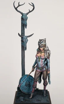 1/24 seno fantasy warrior stāvēt ietver skatuves Sveķu attēls Modelis komplekti, Miniatūras gk Unassembly Unpainted
