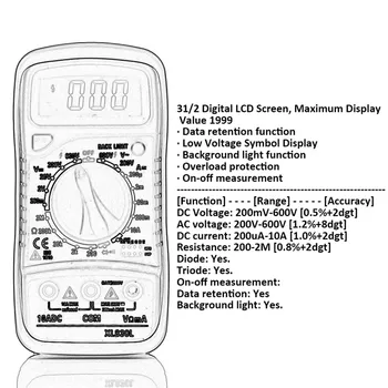 Jaunu XL830L Rokas Ciparu Multimetrs LCD, Portatīvo /DC Ammeter Voltmetrs Sprieguma Testeris Metru Multimetro