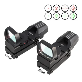 Taktiskā 11/20 mm Rail Mount Riflescope Medību Optika Hologrāfiskā Red Dot Sight Reflekss 4 Tīkliņš, Šautene Jomu ieroču Piederumi