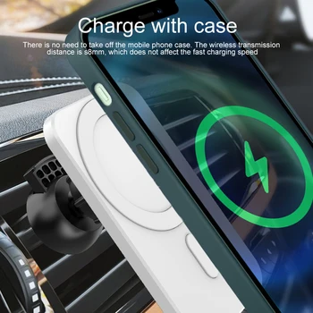 15W, Auto Telefona Turētājs Magnētisko Bezvadu Automašīnas Lādētājs Mount iPhone 12 Pro Max Magsafe Ātra Uzlāde Bezvadu Lādētāju