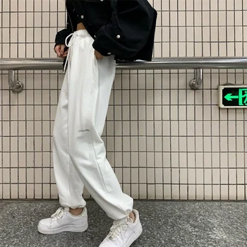 Jaunā Korejiešu Stilā, Streetwear Sieviešu Izlīdzināšanu Bikses Plaša Kāju Bikses Sievietēm Visu Maču Gadījuma Taisni Augsta Vidukļa Pārklājus Brīvs Bikses