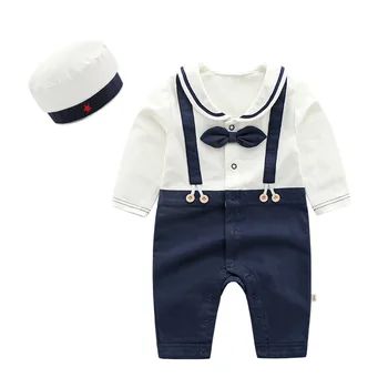 Džentlmenis, stilu, Bērnu Zēniem Kombinezonus Jaundzimušā Apģērbu Džentlmenis Romper Toddler Bērniem Jumpsuits dzimšanas dienas Dāvanu, Kādu Gabalu Bodysuits