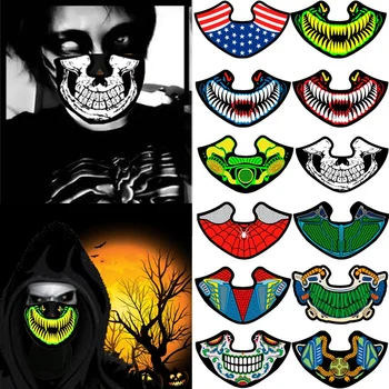 Halloween Masku LED Maska iedegties Puse Mūzikas Skaņas Aktivizēta Maskas Neona Maska Cosplay skropstu Tuša Šausmu Mascarillas Masque