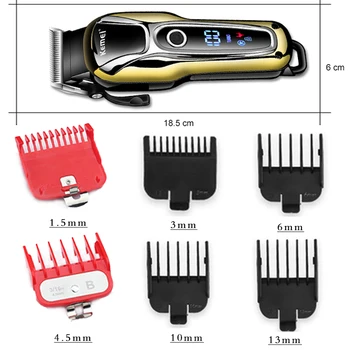 Kemei hair clipper bezvadu trimmeris, Matu griezējs frizieri profesionālā matu clipper uzlādējamais bezvadu LCD displejs bārdas trimmeris