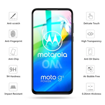 2 Gab Screen Protector for Motorola Moto G8 Spēlēt Ieslēgšanas / izslēgšanas Rūdīts Stikls Pilns pārklājums Stikla Filma par Moto G8 Jauda Lite