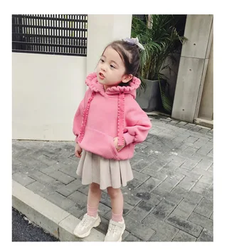 2019 ziemas Meitenēm valkāt ziedu kapuces flīsu polsterēts mētelis jaunas ārējā tirdzniecība bērnu apģērbs, apģērbu lieliem bērniem