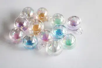 Jaunu 20mm apaļā stikla pasaulē ziepju burbulis pudeli krāsains šķidro pērlītēm, pudelīte, kas vēlas flakons kulons piekariņi-50gab/daudz