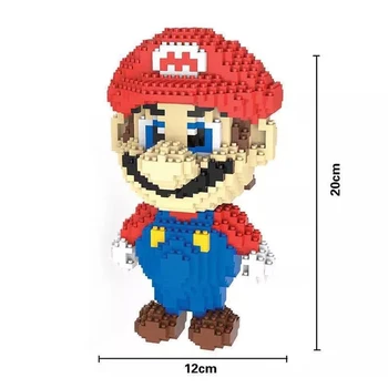 Video Spēlē Super Mario Sarkano 3D Modeli 1350pcs DIY Dimanta Mini Mazo Blokus, Ķieģeļus Celtniecības Rotaļlieta Bērniem, kas nav Kaste