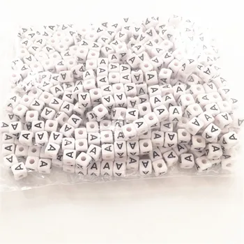 Chenkai 100gab 10*10mm balta Akrila Plastmasas Alfabēta Cube Vēstuli Krelles laukumā pērlītes 3mm caurumu Atsevišķu Singel Vēstuli
