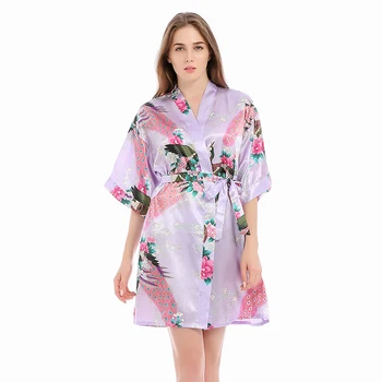 Ķīniešu Līgava, Līgavas Tērpi Sievietēm Flower&Pāvs Peldmētelis Kimono Kleita Lielajam XXXL Vasaras Sleepwear Kāzu Dāvanu Naktskrekls