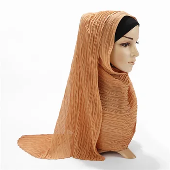 Jaunu Lapu Kroku Sieviešu Rieva burbulis šifona Hijab šalle šalles sprogot musulmaņu Turban wraps plisēt šalles ilgi wrap šalles
