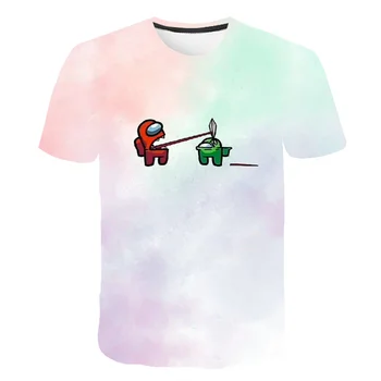 Video Spēles Starp Mums T-Krekls Bērniem Toddler Streetwear 3D Multenes, Anime T krekls Impostor Zēnu Drēbes 4-14Y Vasaras Top Tee