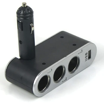 3 Veidu Multi Socket Auto piepīpētāja Sadalītājs ar USB Spraudni Lādētāju DQ-Kritums
