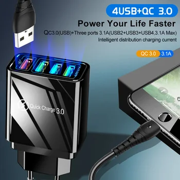 ES/ASV Plug USB Lādētāju Ātri Uzlādēt 3.0 Tālruņa Adapteris Huawei iphone Planšetdatoru, Portatīvo Sienu Mobilo Lādētāju Fast Charger