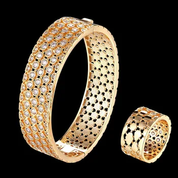 Zlxgirl luksusa Dobi augsto tehnoloģiju ražošanas zircon rokassprādzi, gredzenu, juvelierizstrādājumu komplekti sieviešu jaunu gadu Zelta rokassprādze puse jubilejas dāvanas