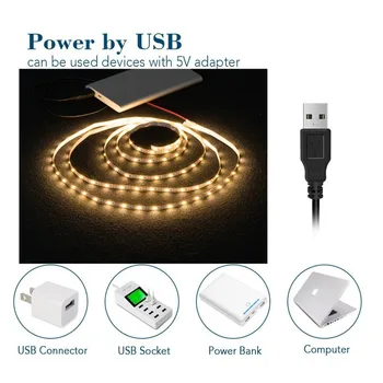 LED Strip Gaismas USB 2835SMD DC5V Elastīgs LED Lukturis Lentes Lentes RGB 0.5 M 1M 2M 3M 4M 5M TV Darbvirsmas Ekrāna BackLight Diožu Lentes