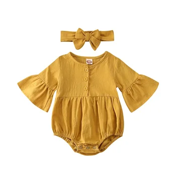 Toddler Jaundzimušā Bērna Baby Girl Bodysuit Pavasara Pusi Piedurknēm Cieto Apaļu Kakla Pogas Apģērbu Jumpsuit Cute Apģērbs, Apģērbu