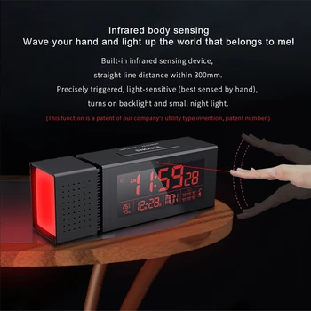 IS cilvēka ķermeņa izjūtu, pulksteņa Krāsa mainās nakts gaisma modinātājs Digitālo termometru galda pulkstenis Gultas gaismas elektriskais pulkstenis