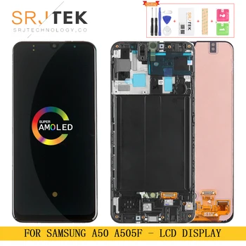AMOLED/JAUNIE OLED, Samsung Galaxy A50 LCD skārienekrānu, Digitizer Sensora Montāža Stikla Samsung A50 Displejs A505 A505F Stikla