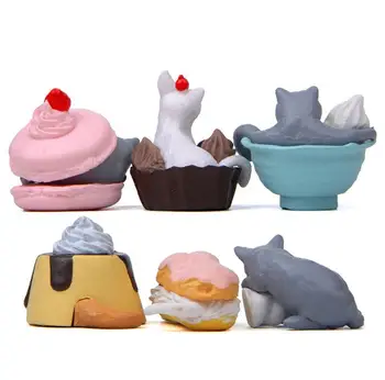 6 Gab./daudz Cute Zakka Gardēdis deserts Kaķu Attēls Pārtikas Dzīvnieku Kaķu Rotaļlietu Kolekciju Modelis PVC Laivas Rotājumu