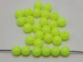 200 Neona Dzeltena Akrila Apaļas Pērles 8mm Gluda Bumbu Distances