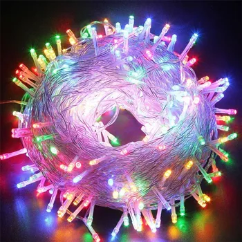 Thrisdar 50M 100M Ziemassvētku LED String Light Pasaku gaismas Vainags Āra Dārza Terases Kāzu Puse