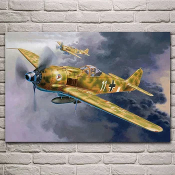 WW2 fw 190 Focke Vulfs Luftwaffe Vācija gaisa kuģi militāro dzīvojamā istaba dekori mājas sienas mākslas dekori koka rāmis, auduma plakāti KJ640