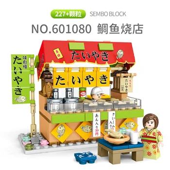 Sembo Japānas Pilsētas Street View Sērijas Meitenes Radītājs Klasiskās Arhitektūras Modelis DIY Mini Celtniecības Bloki, Rotaļlietas Bērniem