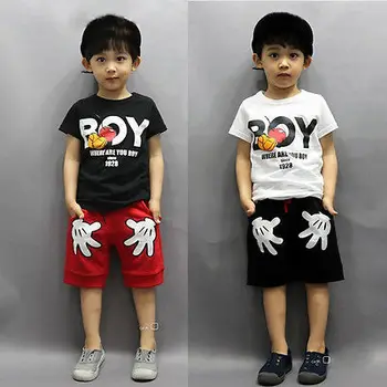 Baby Boy Cartoon Kids Peli Īsām Piedurknēm T-krekls+ Palmu Šorti Bikses 2gab Bērnu Apģērbu Komplekts 2-7Y